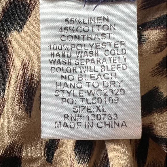 NWT Umgee + Linen Blend Dress Size XL Blue Animal Leopard Print Back Plus - Picture 15 of 16